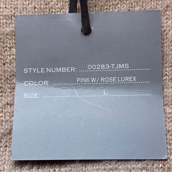 Marled Pink  With Rose Lurex New With Tags Scoop Neck Sweater Size Large - Picture 8 of 12
